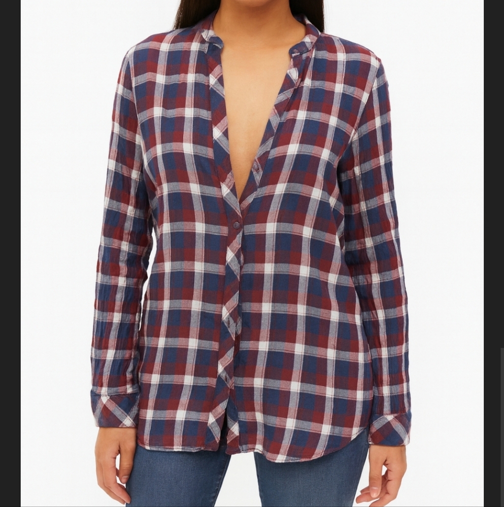 Zara Basic plaid button down small